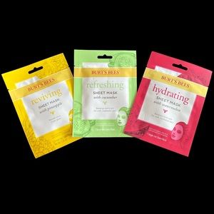 🆕BURT’S BEES Bundle: 3 Sheet Masks- Reviving, Refreshing & Hydrating